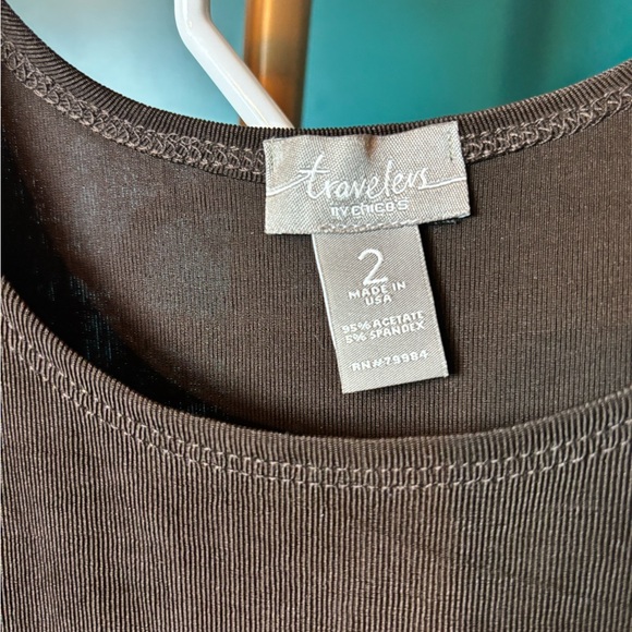 Chico's Travelers Chocolate Brown Sleeveless Tank Top with Capri Pants Set - Picture 4 of 6